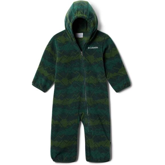 Columbia Baby Bunting 12-18m Fleece Hooded Green Aztec Print Outdoor Winter - Picture 1 of 4